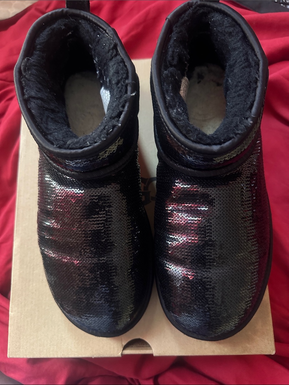 Black Sequin Cozy Short Ugg Boots
